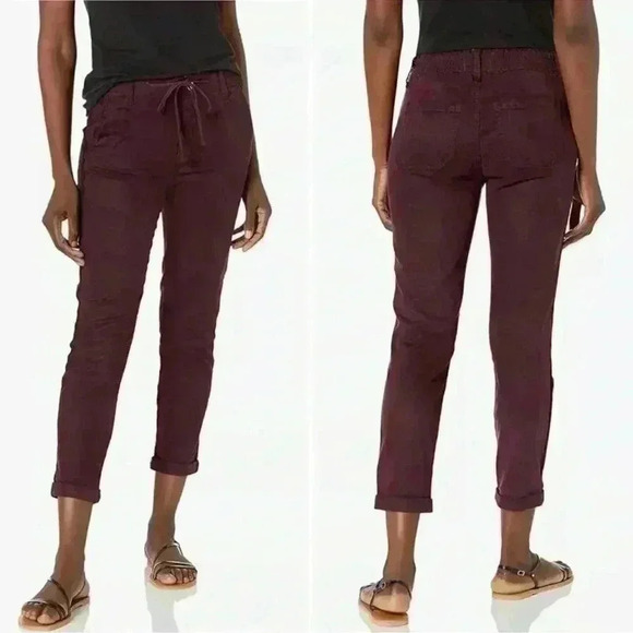 PAIGE Denim - PAIGE Christy Pant Off Duty High Rise Pant Grosgrain Side Size 27 Deep Berry